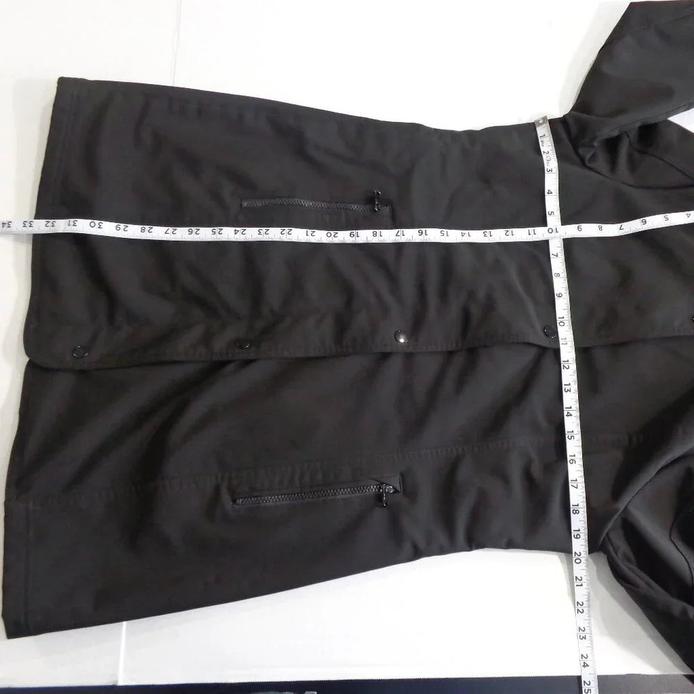 Liz Claiborne Women’s All Weather Coat Black Zip Snaps Hooded Mesh Lining Size M